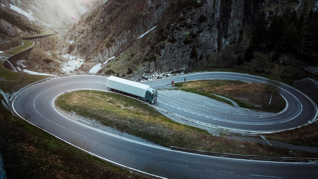 Volvo FH in mountain terrain