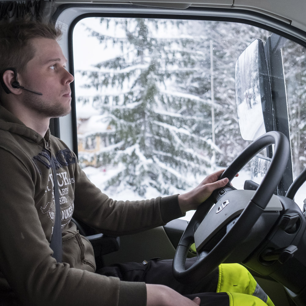 Driver Toni Korhonen in the new Volvo FH with I-Save cab